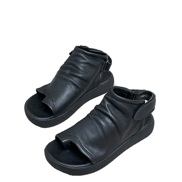 Retro thick -bottomed female sandals new summer leather women's shoes handmade low -heeled soft bottom high -top high -top Roman boots tide