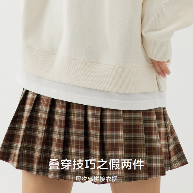 Semir sweatshirt women's letter printing autumn 2024 new loose fake two-piece pullover simple hat-free top trendy
