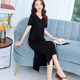 Modal's new V-neck short-sleeved ice silk nightgown thin loose nightgown home clothes can be worn casual dress outside