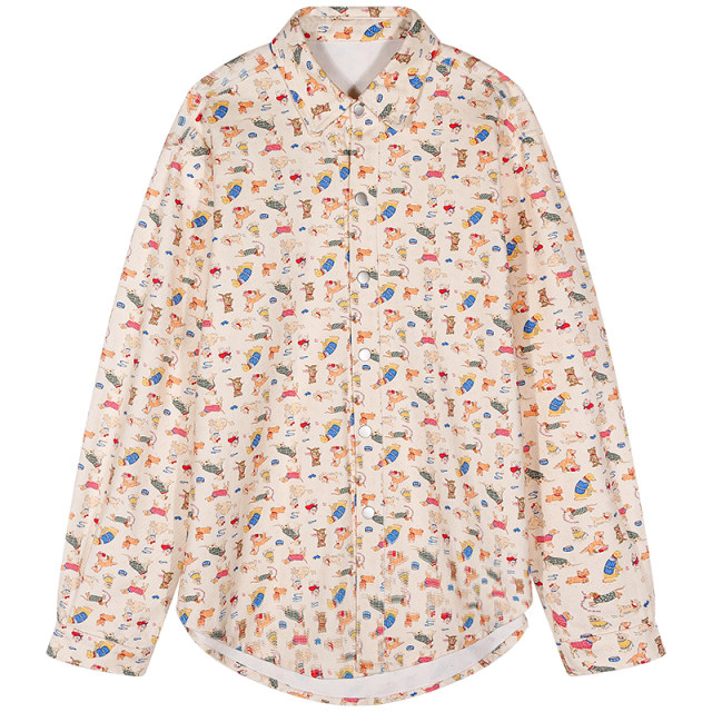 Luo Luosuke white denim outer female 2024 new printed early spring wear coat small and short jacket