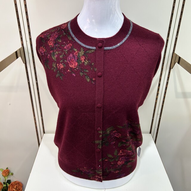 Autumn and winter clothing for middle-aged and elderly mothers 100 pure woolen sweaters with printed foreign style new top pullover round neck knitted sweaters