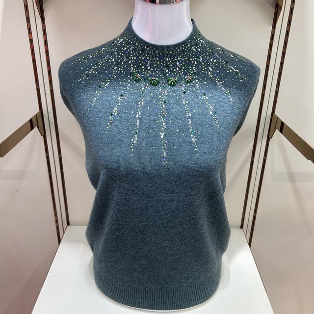 100%pure woolen sweater autumn and winter half -high -collar drill sweater Mom dressing knitted women's middle -aged and elderly bottom shirt