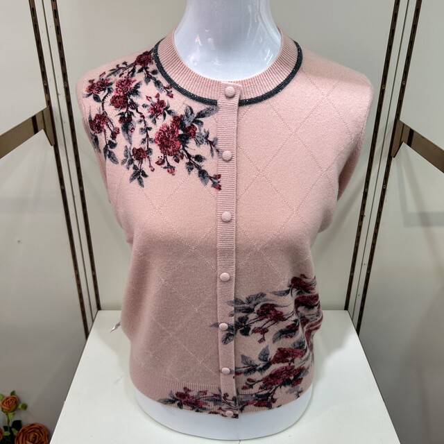 Autumn and winter clothing for middle-aged and elderly mothers 100 pure woolen sweaters with printed foreign style new top pullover round neck knitted sweaters