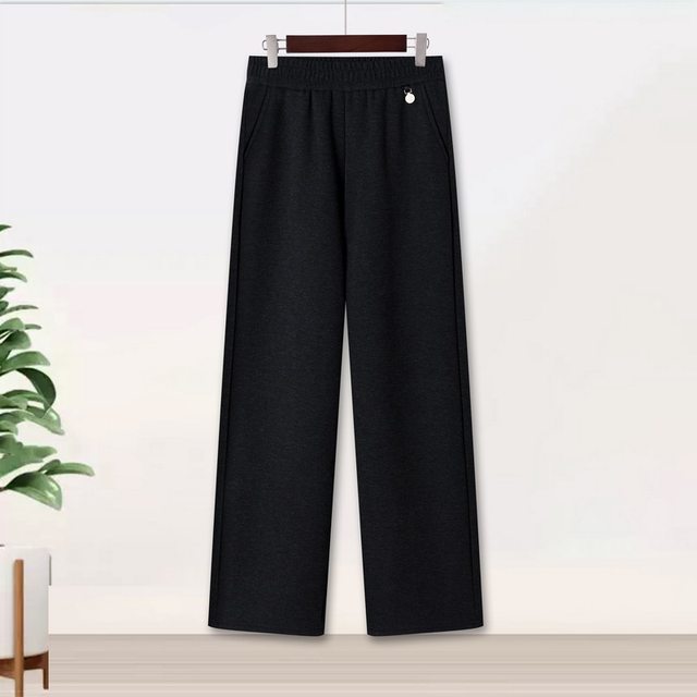 
Mom's autumn and winter loose elastic trousers middle-aged and elderly thick elastic high-waist pants grandma solid color versatile casual pants
