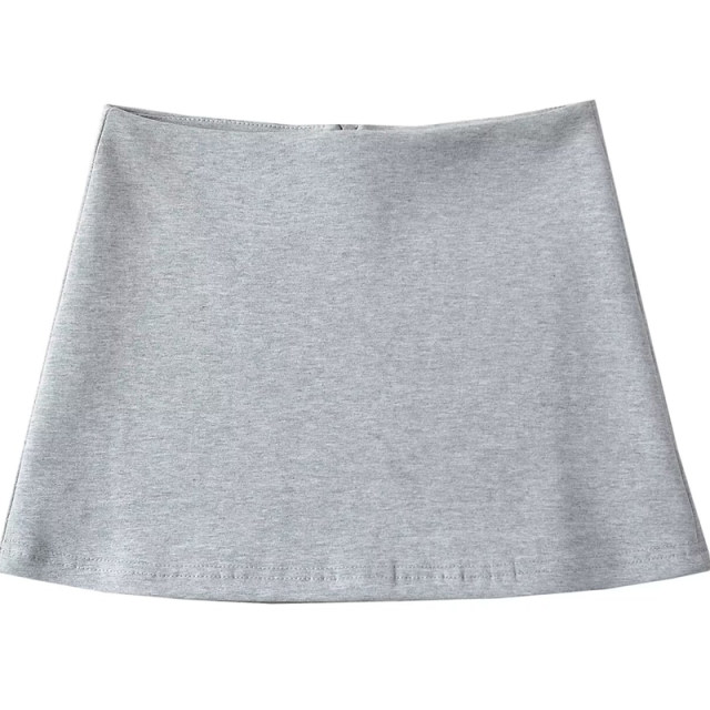 Cotton American solid color high waist hip A-line skirt, rear zipper hot girl anti-exposure pure and retro slim skirt