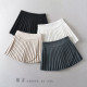 Cotton retro irregular length and short high waist pleated skirt, personalized girlish anti-exposure side zipper long-legged A-line skirt