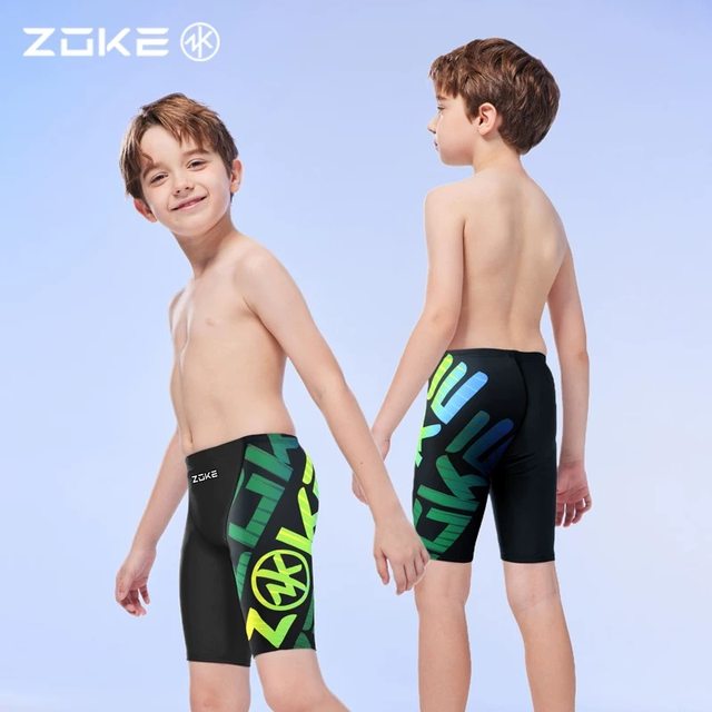 zokezhouke children's five-point swimming trunks boys' professional training competition quick-drying middle-aged boys' student swimming trunks