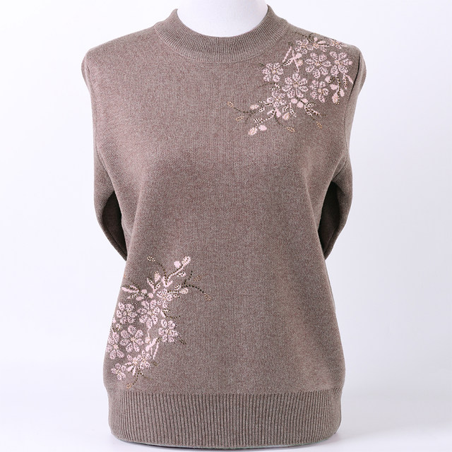 Elderly, winter clothes female mother thickened sweater semi -high -necked covered head sweater, grandmother weaving bottoming shirt, top
