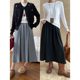 Commuter style paper sheet soft glutinous long skirt for women in autumn and winter French temperament elastic waist draped slim a-line skirt