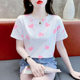 Pink pure cotton loose short-sleeved T-shirt for women 2025 summer design love letter printed t-shirt age-reducing top