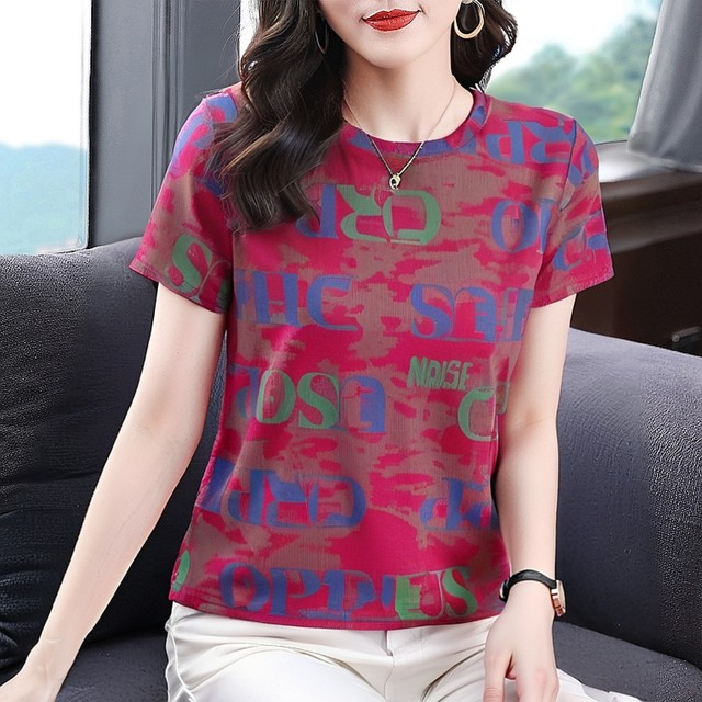 Fashionable pure cotton short-sleeved T-shirt for women in summer middle-aged and elderly women's loose T-shirt 2025 new versatile mother top