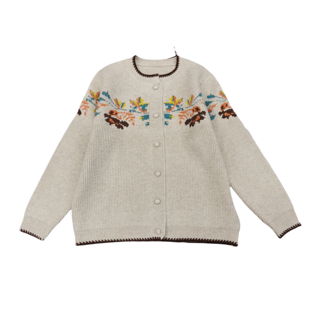 Counter genuine wool sweater women's thickened cardigan loose large size coat middle-aged mother sweater spring autumn winter sweater