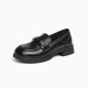 Gomeqi shopping mall same style thick-soled loafers for women 2025 new black British style small leather shoes for women with skirts