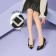 Gomeqi French high heels for women 2025 spring new thick heels square buckle sexy rhinestone light mouth single shoes for women
