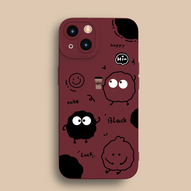 Cute coffee briquettes suitable for Apple 13 mobile phone case cartoon iPhone15promax female model 17/16/14/12 silicone 11 soft shell 15plus all-inclusive anti-fall XR/XS/8 creative