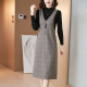 Small fragrance style autumn and winter wool slim V-neck sleeveless vest skirt bottom vest skirt versatile mid-length strap dress