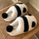 Thin strips of panda cotton slippers for women winter indoor home use non-slip cute plush warm confinement soft-soled shoes