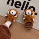 Thin strips of cute raccoon cotton slippers for couples indoor non-slip warm furry slippers winter home shoes for men and women