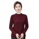 Middle-aged and elderly mothers autumn long-sleeved T-shirt with velvet warm and fashionable base shirt with half high neck slimming inner warm clothes