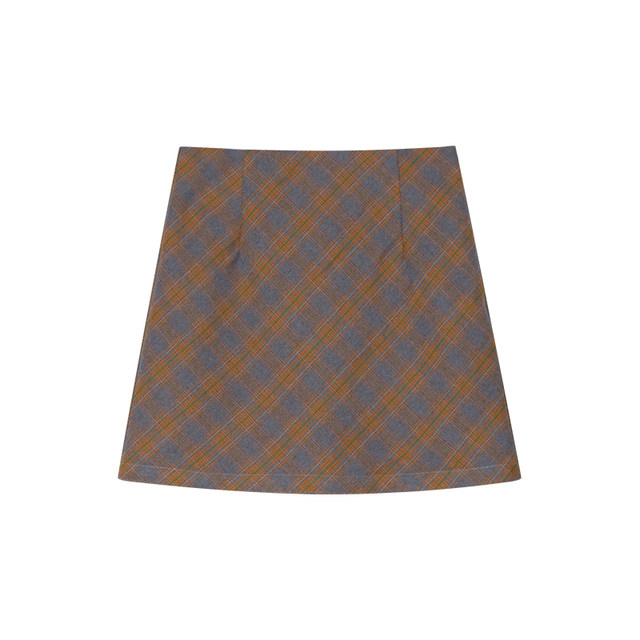 cozy days retro checkered long skirt 2025 autumn new slit A-line high-waisted skirt for women long winter