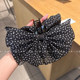 Double-layer polka-dot bow hairpin for women with full back of head shark clip ponytail grabber half-tied high-end hair accessory