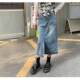 Design pocket denim skirt female internet celebrity ins trendy niche slim a-line retro hip-pack mid-length skirt
