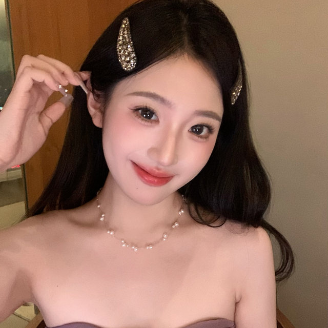 Jingui idol light luxury super shiny full diamond water drop bb clip women's side high-end bangs hair clip