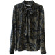 EVENTHOUGH/Temperament long streamer black printed V-neck top shirt and shirt, niche outfit for autumn
