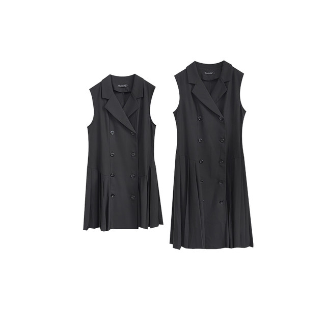 vogana Cannes home large size original temperament sleeveless suit dress age-reducing well-behaved pleated skirt length and style
