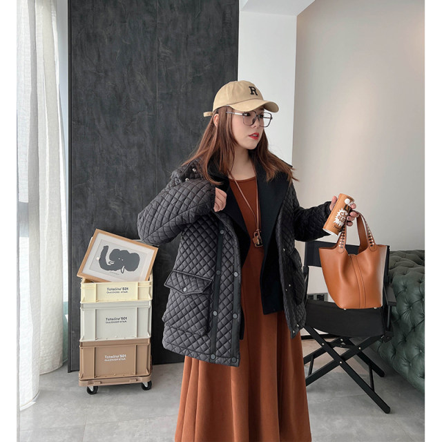 vogana Cannes large size original Korean style age-reducing jacket fashionable fake two-piece spliced ​​warm quilted cotton coat