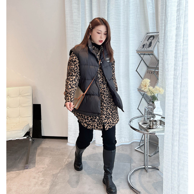 vogana Cannes home large size original fashionable small lapel leopard print zebra print shirt crisp cotton warm jacket