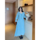 
VOGANA Cannes home large size women's French temperament tea skirt autumn strap bow waist A-line dress