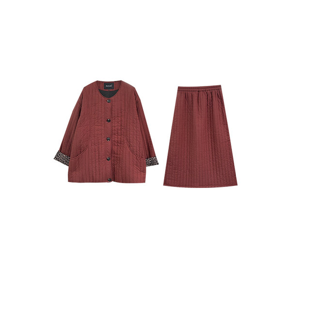 vogana Cannes large size original quilted jacket skirt thickened warm double layer quilted winter suit
