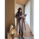 
Korean girl temperament casual brushed warm retro plaid waist A-line dress