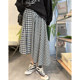 Vogana Cannes Large size original irregular skirt retro grid skirt loose and half -body skirt
