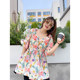 Vogana Cannes Large -size Original Summer Celebration Flower Lotus Leaf Edge Reduction Slender Shirt Shirt Dress