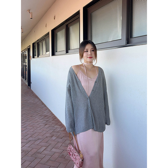vogana Cannes home large size original vacation style waist-hugging large A-spoke dress loose belly-covering suspender long skirt