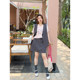 Vogana Cannes Large -size original V -neck suit vest skirt set Summer loose and thin A -line two -piece
