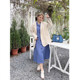 Vogana Cannes Family Large size original Korean version of the temperament, artistic, simple solid color long skirt, loose refute collar dress
