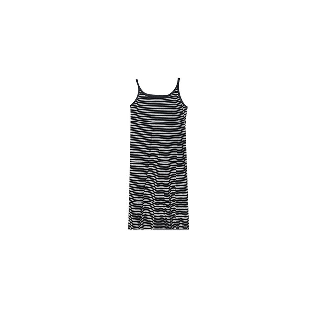 VOGANA Cannes home large size women's paper sheet people temperament casual striped dress spring waist A-line suspender skirt
