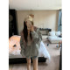 ASHENONLINE Peach Oolong Gray Casual Sweatshirt Women's Early Autumn Loose Contrast Color Checker Cardigan Jacket
