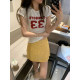 ASHENONLINE Monet Garden Yellow Floral Short Skirt Women Korean Gentle Summer Temperament A-line Skirt

