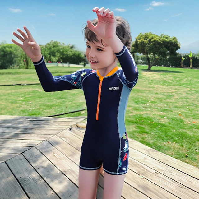 Yimeishan children's swimsuit boys 2025 new one-piece long-sleeved children's swimming beach special sun protection hot spring