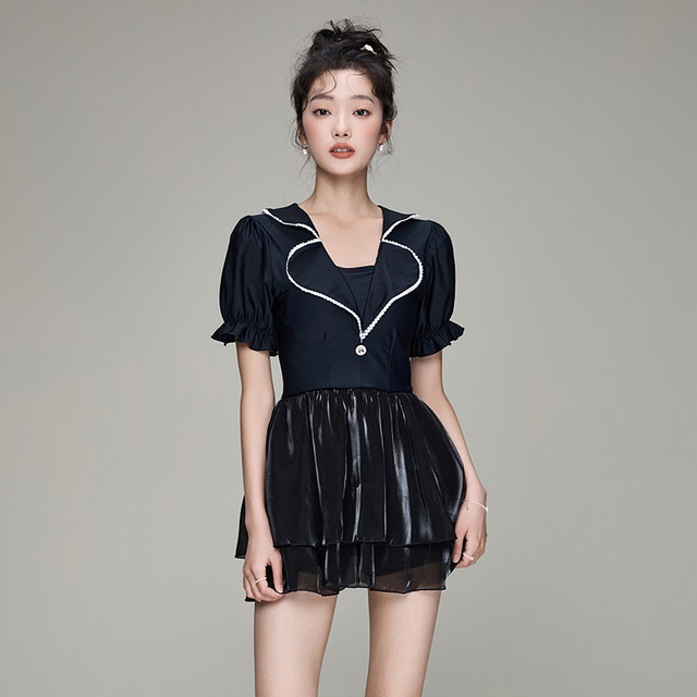 Yimeishan split swimsuit, skirt style, simple, slimming, high-end, conservative, belly-covering spa