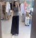 Jibei Buyi Fashion versatile drawstring A-line skirt elastic waist high waist slit skirt summer 2024