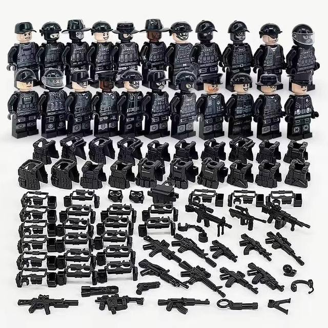 Chinese building block minifigure military special forces small figure police model children's assembled educational boy toy gift