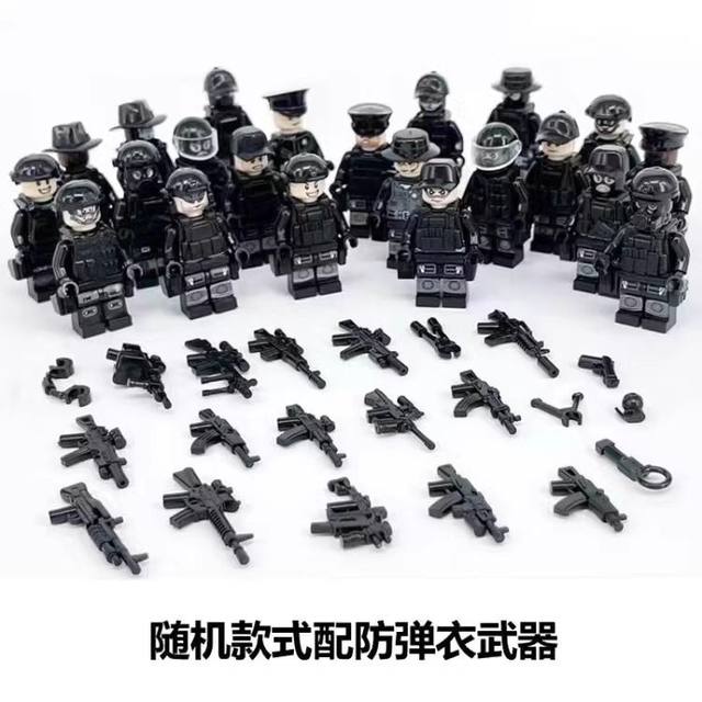 Chinese building block minifigure military special forces small figure police model children's assembled educational boy toy gift