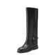 European station full genuine leather autumn and winter new knight boots retro boots Maillard high-top flat bottom knee-high straight boots