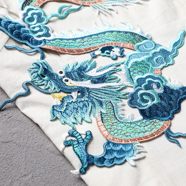 Chinese wind dragon embroidery stickers large Tengyun driving foggy ...