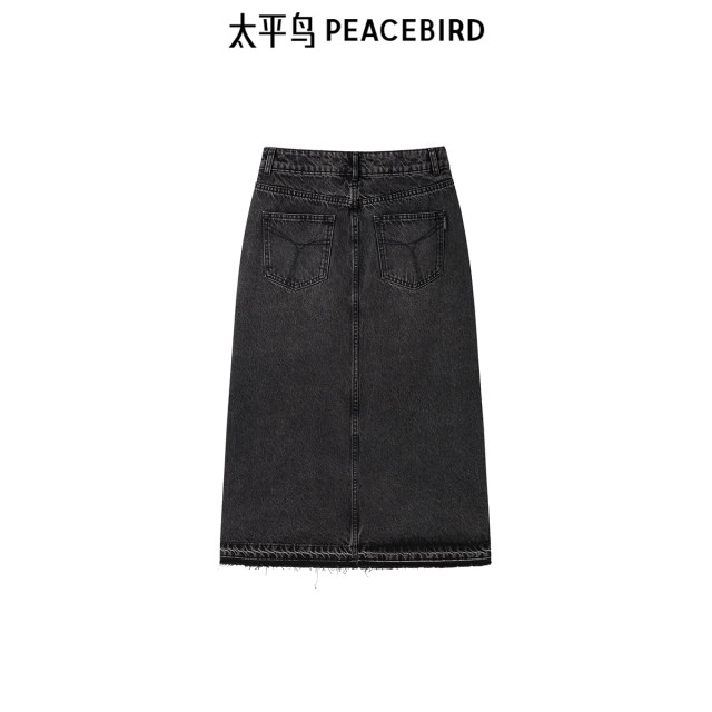 Peacebird Women's New Year Autumn and Winter Denim Long Skirt A1HFE4179
